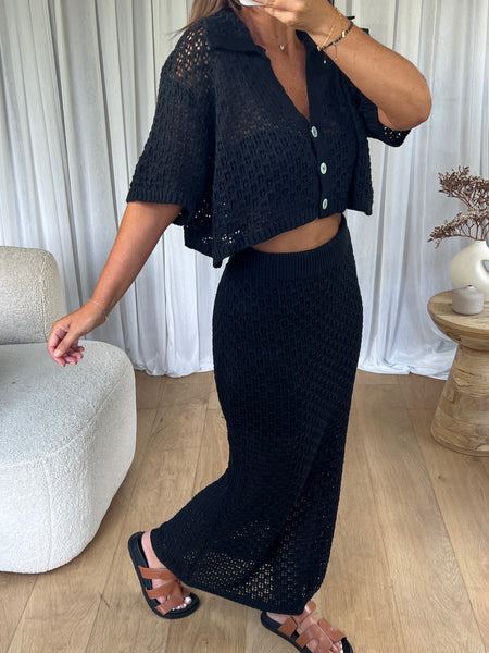 ENSEMBLE LONG CROCHET NOIR