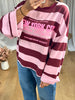 SWEAT NY RAYÉ BORDEAU
