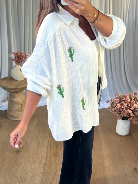 CHEMISE GAZE CACTUS