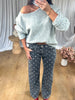 JEANS DROIT POIS GRIS
