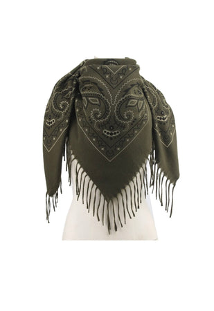 ÉCHARPE  BANDANA FRANGES KAKI