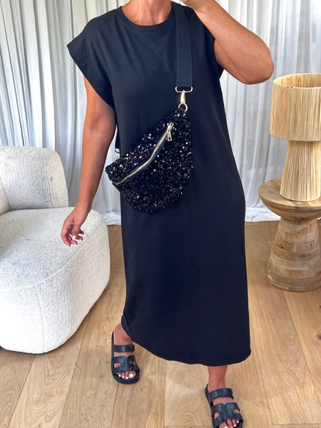 SAC BANANE SEQUIN NOIR