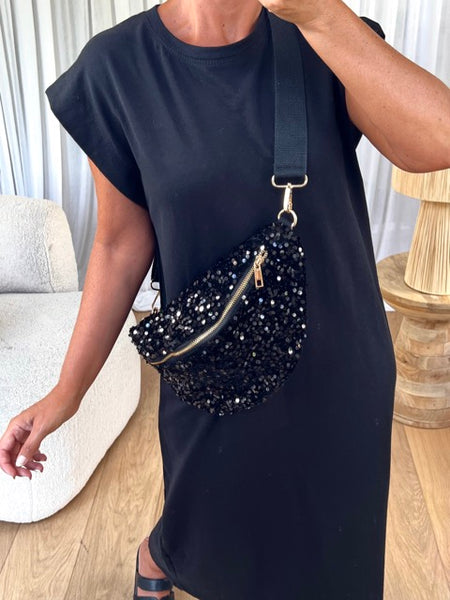 SAC BANANE SEQUIN NOIR