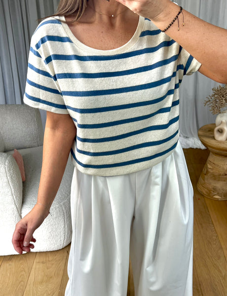 T-SHIRT MARINIÈRE BLEU