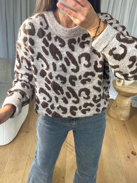 PULL LÉOPARD BEIGE