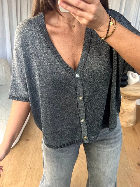 GILET LUREX GRIS
