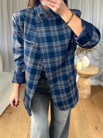 BLAZER COL BOUTON BLEU