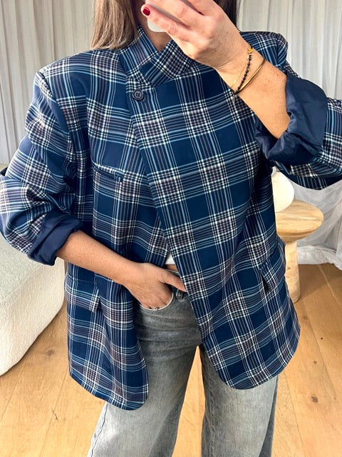 BLAZER COL BOUTON BLEU