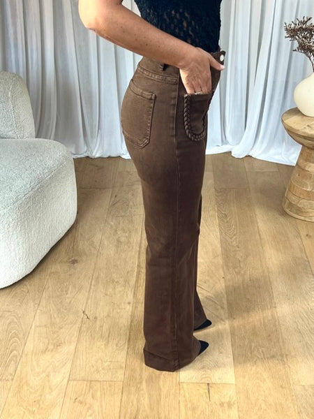 JEANS POCHES TRESSE CHOCO