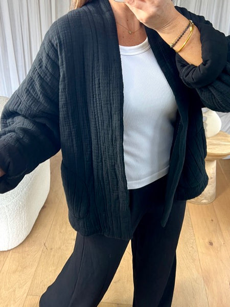 VESTE GAZE DE COTON NOIR