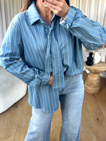 CHEMISE CRAVATE BLEU