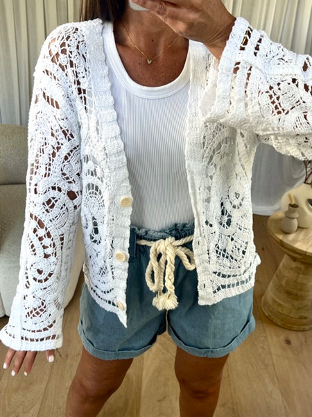 GILET CROCHET BLANC