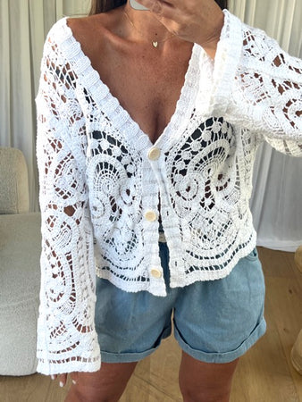 GILET CROCHET BLANC