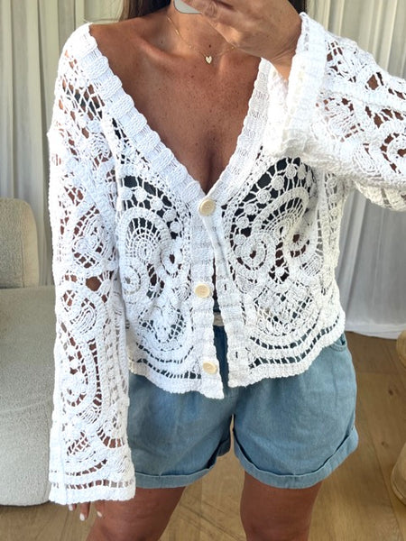 GILET CROCHET BLANC