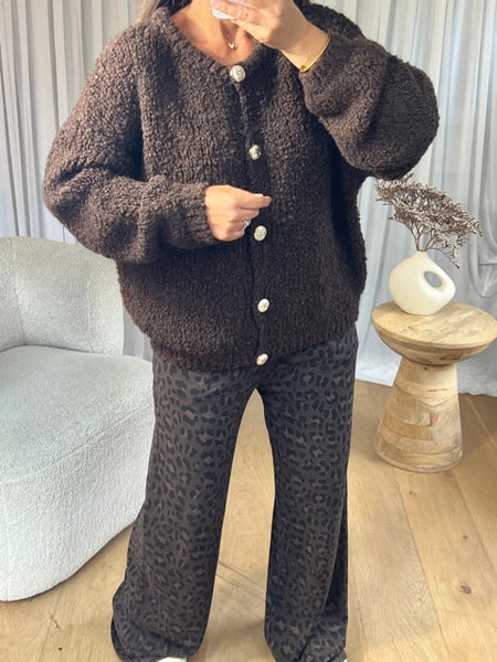 GILET COSY BOUTON CHOCO