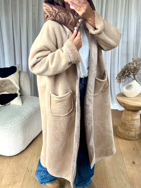MANTEAU CAPUCHE DOUDOUNE BEIGE