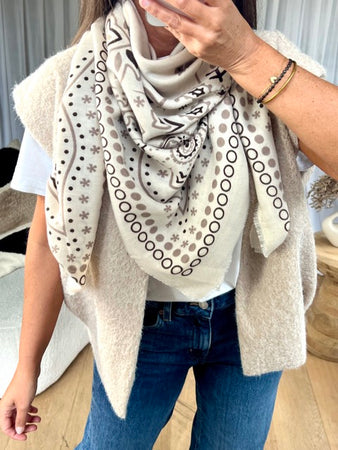 FOULARD BANDANA ÉCRU