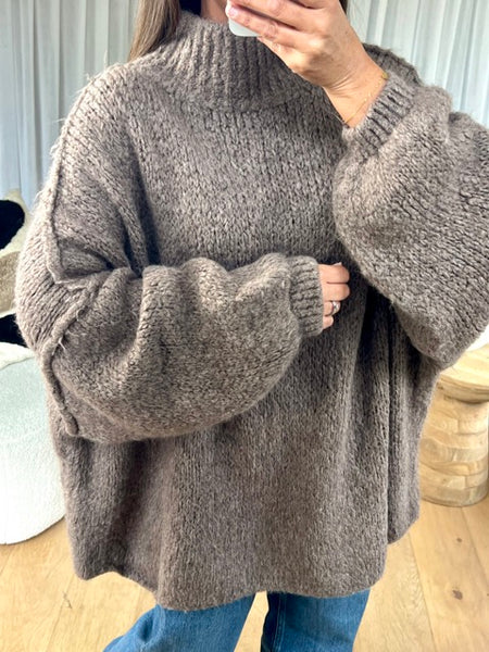 PULL EXTRA OVERSIZE TAUPE