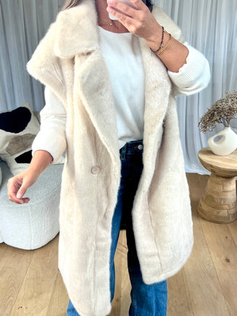 MANTEAU FOURRURE SANS MANCHES