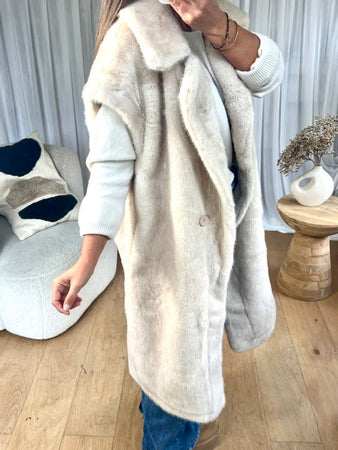 MANTEAU FOURRURE SANS MANCHES