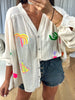 CHEMISIER MOTIFS FLUO BEIGE