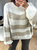 PULL COSY RAYÉ BEIGE