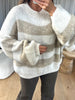 PULL COSY RAYÉ BEIGE