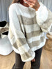 PULL COSY RAYÉ BEIGE