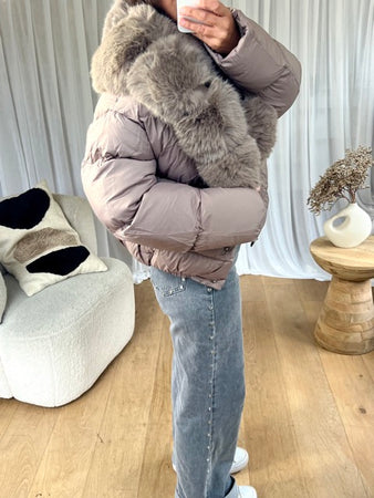 DOUDOUNE  FOURRURE TAUPE