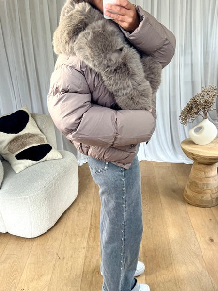 DOUDOUNE  FOURRURE TAUPE