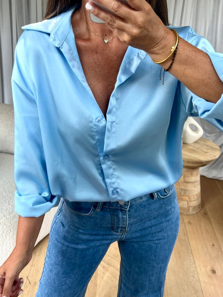 CHEMISE SATINÉE BLEU