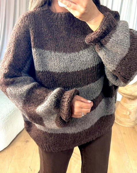 PULL COSY RAYÉ CHOCO