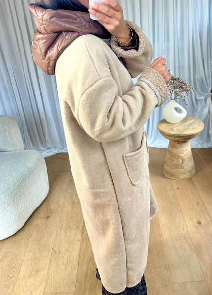 MANTEAU CAPUCHE DOUDOUNE BEIGE