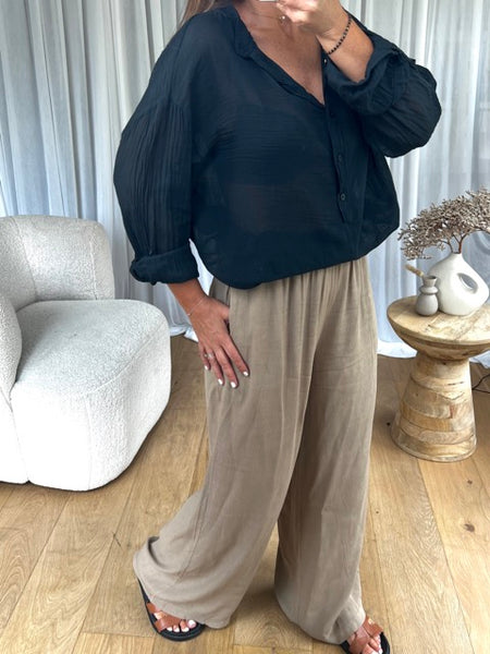 PANTALON MOUSSELINE TAUPE