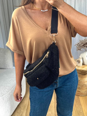 SAC BANANE BOUCLÉ NOIR
