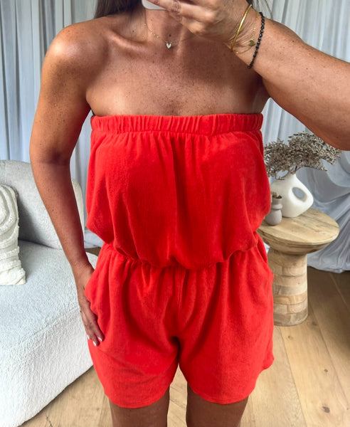 COMBI/SHORT ÉPONGE ROUGE/ORANGE