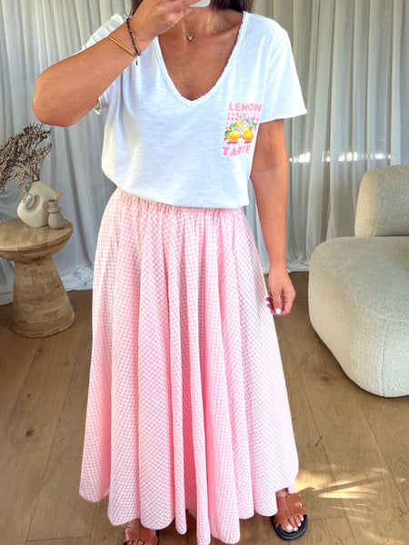 JUPE VICHY ROSE