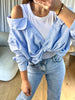 TOP CHEMISE BLEU