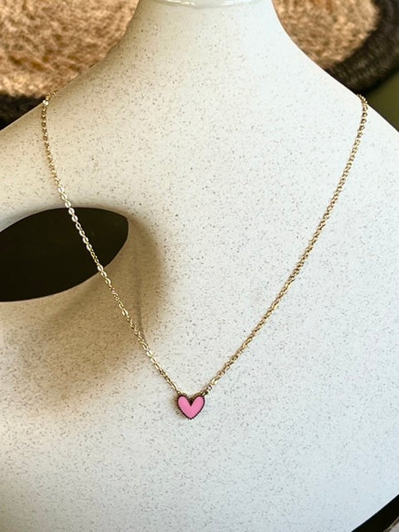 COLLIER COEUR ROSE
