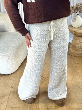 PANTALON MAILLE ÉCRU