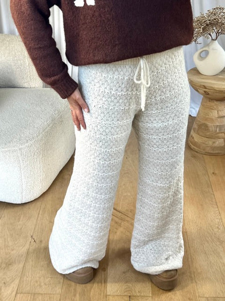 PANTALON MAILLE ÉCRU