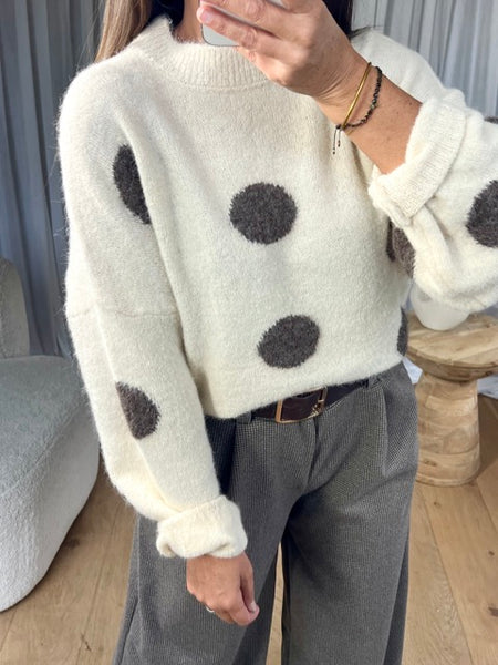 PULL POIS ÉCRU