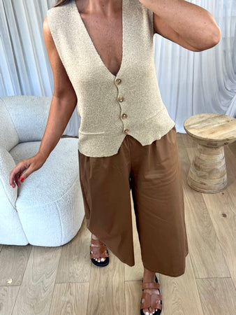 GILET/TOP LUREX DORÉ