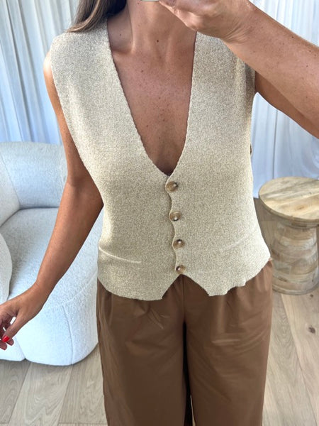 GILET/TOP LUREX DORÉ