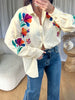 CHEMISE BRODÉE FLEURS JAUNE