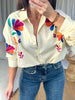 CHEMISE BRODÉE FLEURS JAUNE