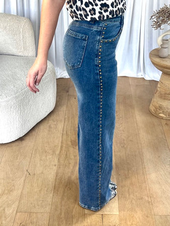 JEANS FOLK CLOUS CUIVRÉS