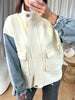 GILET/VESTE ZIPPÉ DENIM BLANC