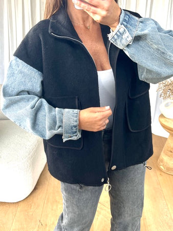 GILET/VESTE ZIPPÉ DENIM NOIR