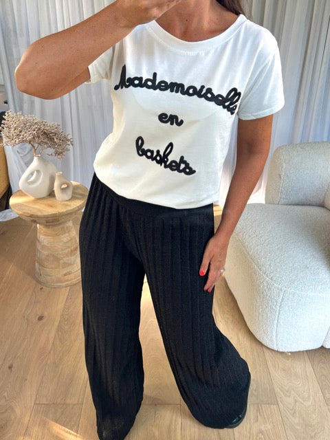 Pantalon noir plissé new arrivals
